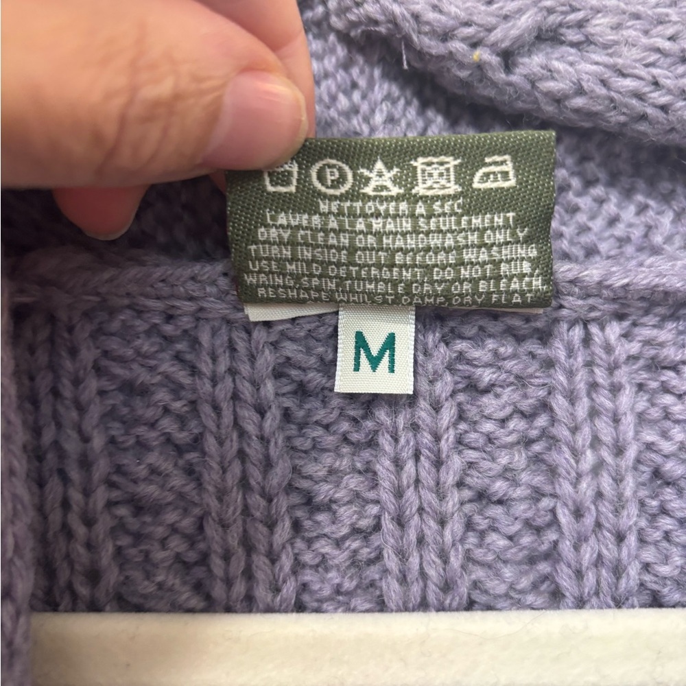 Carraig Donn Merino Irish Wool Snap Fisherman Cable Knit Sweater Vest Ireland M - Picture 5 of 6